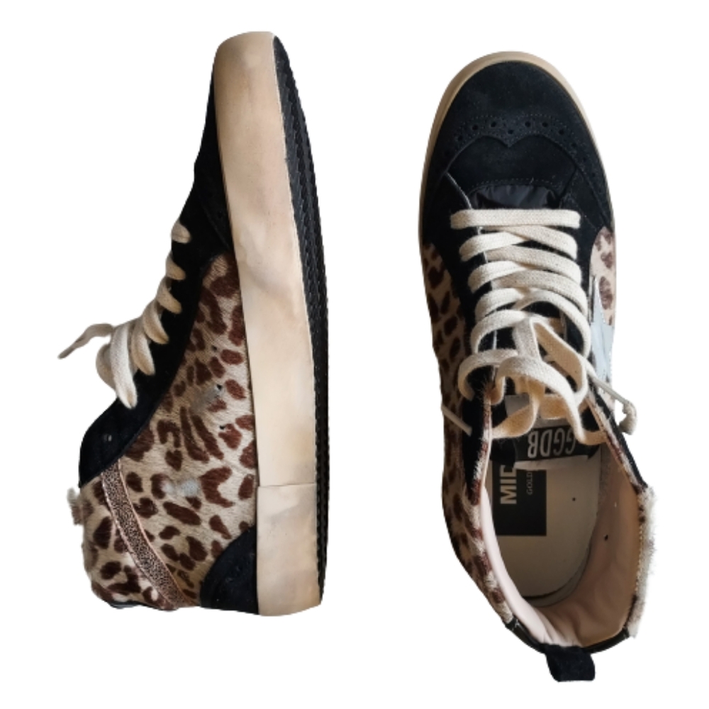 Golden Goose Mid Star Classic Shoe Size 39 Leopard Calf Hair NEW NIB - Picture 4 of 13